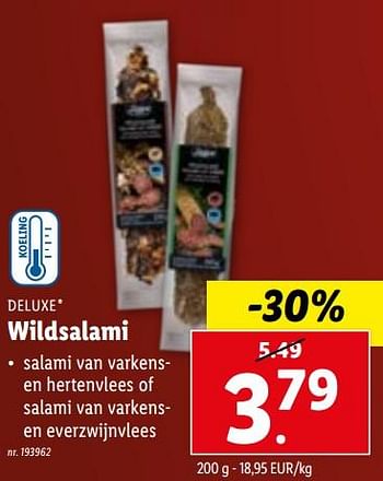 Promoties Wildsalami - Deluxe - Geldig van 29/11/2023 tot 05/12/2023 bij Lidl
