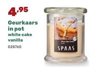 Promoties Geurkaars in pot white cake vanilla - Spaas - Geldig van 07/11/2023 tot 06/01/2024 bij Happyland