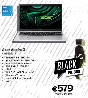 Promotions Acer aspire 3 a315-59-5315 - Acer - Valide de 01/11/2023 à 30/11/2023 chez Compudeals