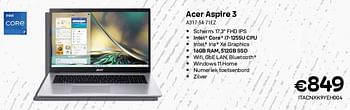 Promoties Acer aspire 3 a317-54-71ez - Acer - Geldig van 01/11/2023 tot 30/11/2023 bij Compudeals