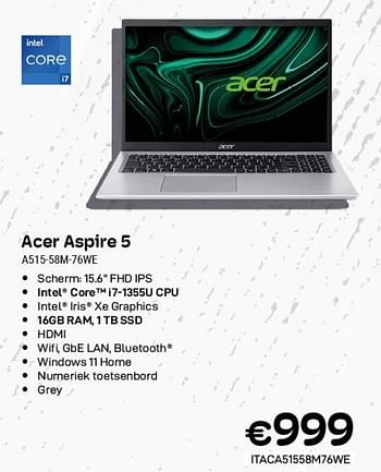 Promoties Acer aspire 5 as15-58m-76we - Acer - Geldig van 01/11/2023 tot 30/11/2023 bij Compudeals