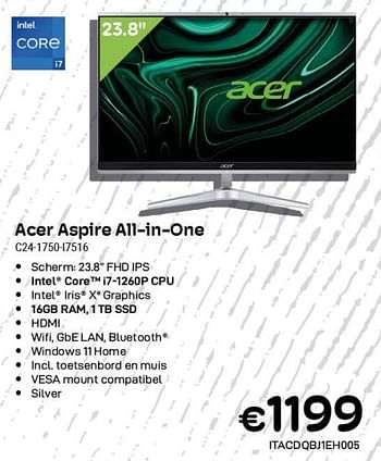 Promoties Acer aspire all-in-one c24-175017516 - Acer - Geldig van 01/11/2023 tot 30/11/2023 bij Compudeals