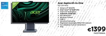 Promoties Acer aspire all-in-one s27-1755-15616 - Acer - Geldig van 01/11/2023 tot 30/11/2023 bij Compudeals