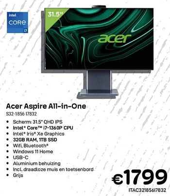 Promoties Acer aspire all-in-one s32-1856 17832 - Acer - Geldig van 01/11/2023 tot 30/11/2023 bij Compudeals