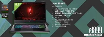 Promoties Acer nitro 5 an17-41-r5ga - Acer - Geldig van 01/11/2023 tot 30/11/2023 bij Compudeals