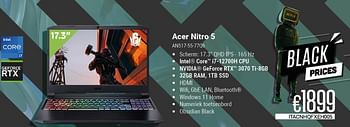 Promoties Acer nitro 5 an517-55-77q6 - Acer - Geldig van 01/11/2023 tot 30/11/2023 bij Compudeals