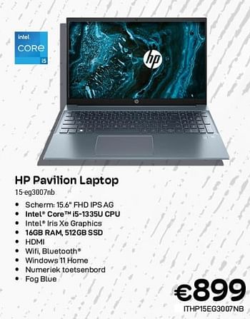 Promoties Hp pavilion laptop 15-eg3007nb - HP - Geldig van 01/11/2023 tot 30/11/2023 bij Compudeals