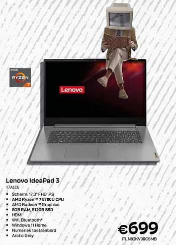 Promoties Lenovo ideapad 3 17alc6 - Lenovo - Geldig van 01/11/2023 tot 30/11/2023 bij Compudeals