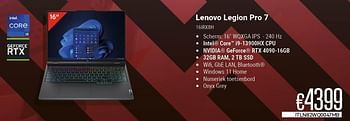 Promoties Lenovo legion pro 7 16irx8h - Lenovo - Geldig van 01/11/2023 tot 30/11/2023 bij Compudeals