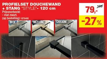 Promoties Profielset douchewand + stang style - Huismerk - Hubo  - Geldig van 15/11/2023 tot 03/12/2023 bij Hubo
