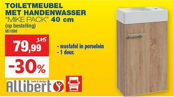 Promoties Toiletmeubel met handenwasser mike pack - Allibert - Geldig van 15/11/2023 tot 03/12/2023 bij Hubo