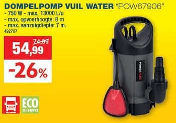 Promoties Powerplus dompelpomp vuil water pow67906 - Powerplus - Geldig van 15/11/2023 tot 03/12/2023 bij Hubo