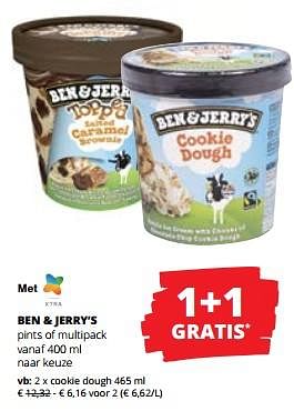 Promoties Ben + jerry’s cookie dough - Ben&Jerry's - Geldig van 16/11/2023 tot 29/11/2023 bij Spar (Colruytgroup)