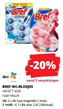 Promoties Bref wc-blokjes de luxe magnolia - Bref - Geldig van 16/11/2023 tot 29/11/2023 bij Spar (Colruytgroup)