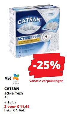 Promoties Catsan active fresh - Catsan - Geldig van 16/11/2023 tot 29/11/2023 bij Spar (Colruytgroup)