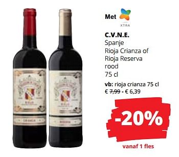 Promoties C.v.n.e. spanje rioja crianza - Rode wijnen - Geldig van 16/11/2023 tot 29/11/2023 bij Spar (Colruytgroup)