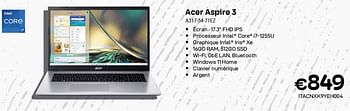 Promotions Acer aspire 3 a317-54-71ez - Acer - Valide de 01/11/2023 à 30/11/2023 chez Compudeals
