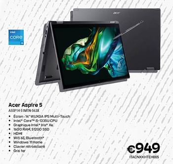 Promotions Acer aspire 5 assp14-51mtn-563x - Acer - Valide de 01/11/2023 à 30/11/2023 chez Compudeals