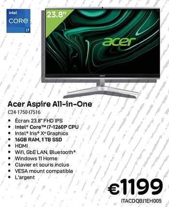 Promotions Acer aspire all-in-one c24-175017516 - Acer - Valide de 01/11/2023 à 30/11/2023 chez Compudeals