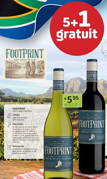 Promotions Footprint chenin blanc-sémillon - Vins blancs - Valide de 17/11/2023 à 30/11/2023 chez BelBev