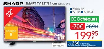 Promotions Sharp smart tv 32``-81 cm 32ef2ef2nb - Sharp - Valide de 12/11/2023 à 30/11/2023 chez Eldi