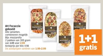 Promoties Ah focaccia gekoeld mozzarella - Huismerk - Albert Heijn - Geldig van 27/11/2023 tot 03/12/2023 bij Albert Heijn
