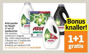 Promotions Ariel +ultra vlekverwijderaar - Ariel - Valide de 27/11/2023 à 03/12/2023 chez Albert Heijn