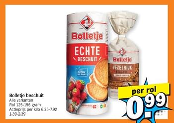 Promoties Bolletje beschuit - Bolletje - Geldig van 27/11/2023 tot 03/12/2023 bij Albert Heijn