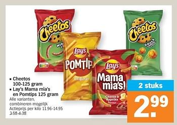 Promoties Cheetos lay`s mama mia`s en pomtips - Huismerk - Albert Heijn - Geldig van 27/11/2023 tot 03/12/2023 bij Albert Heijn