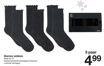Promotions Dames sokken - Produit maison - Zeeman  - Valide de 25/11/2023 à 01/12/2023 chez Zeeman