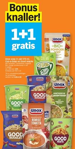 Promoties Romige tomatensoep - Unox - Geldig van 27/11/2023 tot 03/12/2023 bij Albert Heijn