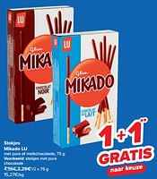 Promoties Mikado lu stokjes met pure chocolade - Lu - Geldig van 22/11/2023 tot 04/12/2023 bij Carrefour