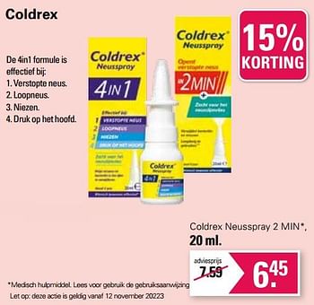 Promoties Coldrex neusspray 2 min - Hot Coldrex - Geldig van 08/11/2023 tot 05/12/2023 bij De Online Drogist