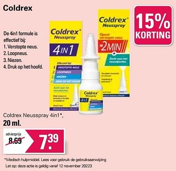 Promoties Coldrex neusspray 4in1 - Hot Coldrex - Geldig van 08/11/2023 tot 05/12/2023 bij De Online Drogist