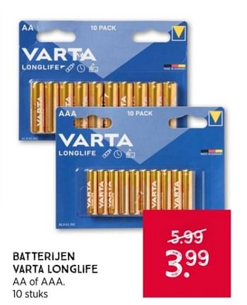Promoties Batterijen varta longlife - Varta - Geldig van 26/11/2023 tot 09/12/2023 bij Xenos