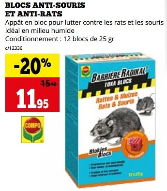 Promotions Blocs anti-souris et anti-rats - Compo - Valide de 20/11/2023 à 03/12/2023 chez Dema