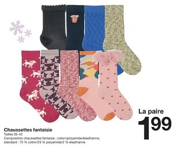 Promotions Chaussettes fantaisie - Produit maison - Zeeman  - Valide de 25/11/2023 à 01/12/2023 chez Zeeman