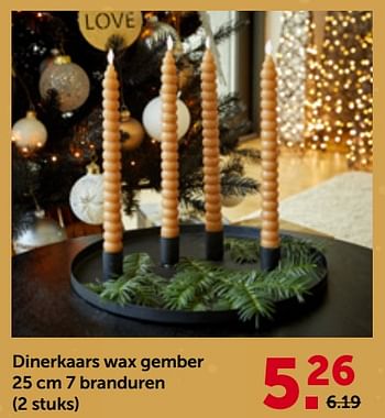 Promoties Dinerkaars wax gember - Huismerk - Aveve - Geldig van 29/11/2023 tot 10/12/2023 bij Aveve