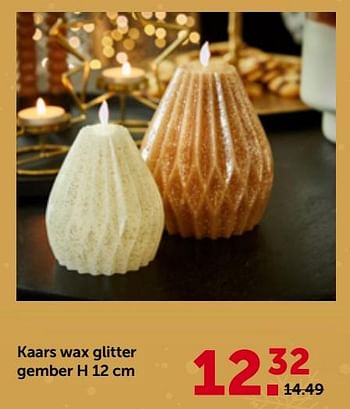 Promoties Kaars wax glitter gember - Huismerk - Aveve - Geldig van 29/11/2023 tot 10/12/2023 bij Aveve