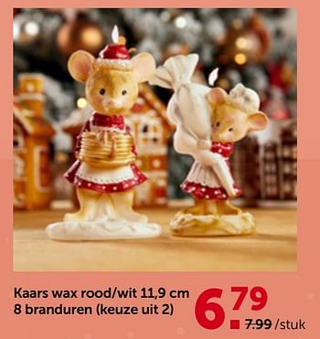 Promoties Kaars wax rood-wit - Huismerk - Aveve - Geldig van 29/11/2023 tot 10/12/2023 bij Aveve