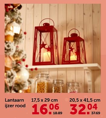 Promoties Lantaarn ijzer rood - Huismerk - Aveve - Geldig van 29/11/2023 tot 10/12/2023 bij Aveve
