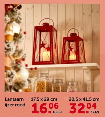 Promotions Lantaarn ijzer rood - Produit maison - Aveve - Valide de 29/11/2023 à 10/12/2023 chez Aveve