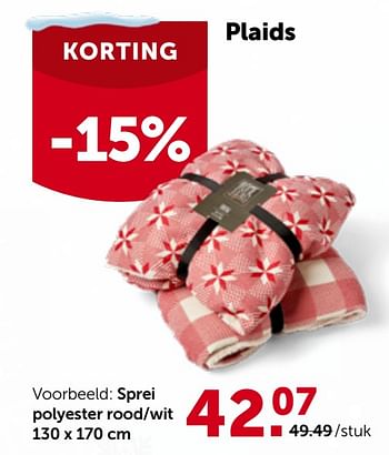 Promoties Sprei polyester rood-wit - Huismerk - Aveve - Geldig van 29/11/2023 tot 10/12/2023 bij Aveve