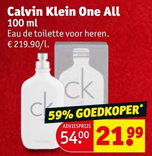 Promoties Calvin klein one all edt - Calvin Klein - Geldig van 28/11/2023 tot 10/12/2023 bij Kruidvat