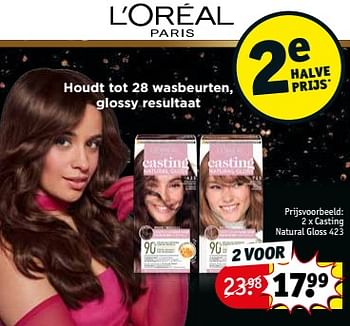 Promoties Casting natural gloss 423 - L'Oreal Paris - Geldig van 28/11/2023 tot 10/12/2023 bij Kruidvat