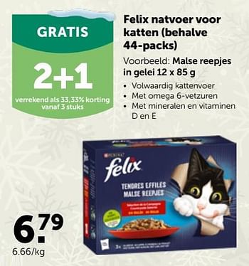 Promoties Felix natvoer voor katten malse reepjes in gelei - Purina - Geldig van 29/11/2023 tot 10/12/2023 bij Aveve