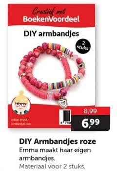 Promoties Diy armbandjes roze - Huismerk - Boekenvoordeel - Geldig van 21/11/2023 tot 05/12/2023 bij BoekenVoordeel