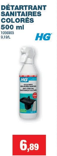 Promoties Detartrant sanitaires colores - HG - Geldig van 15/11/2023 tot 03/12/2023 bij Hubo