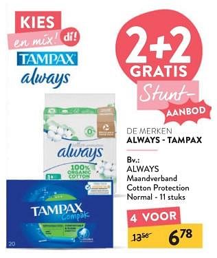 Promoties Always maandverband cotton protection normal - Always - Geldig van 22/11/2023 tot 05/12/2023 bij DI