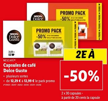 Promotions Capsules de café dolce gusto - Nescafe - Valide de 29/11/2023 à 05/12/2023 chez Lidl